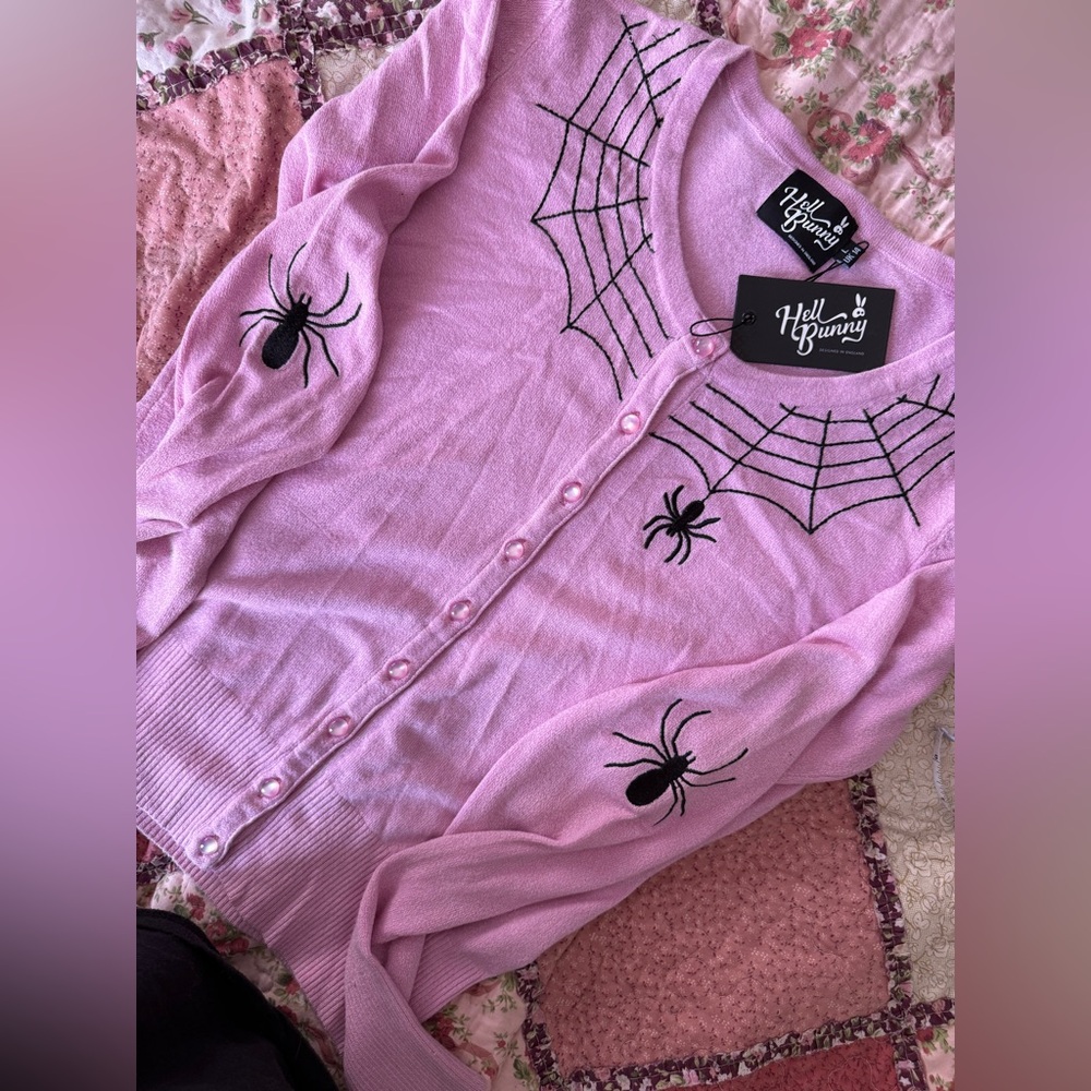 NWT Hell Bunny Pink Spider Cardigan Large - Picture 8 of 8